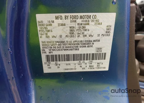 2009 Ford Escape Xlt z USA, uszkodzony, nr VIN 1FMCU03799KA87582